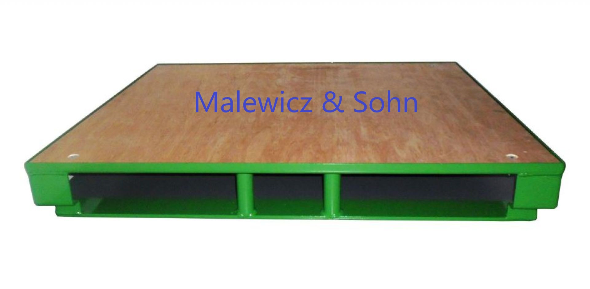 Stahlpalette mit Sperrholzplatte