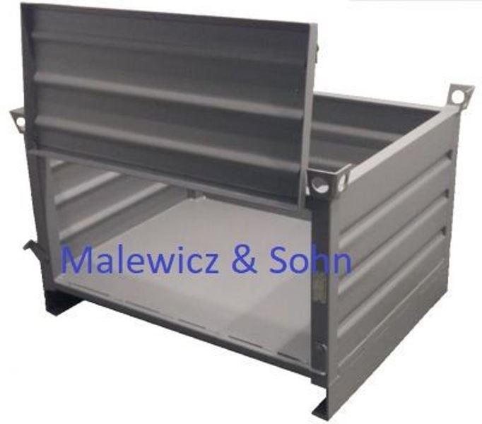 Blechbehälter mit klappbarer Längsseite