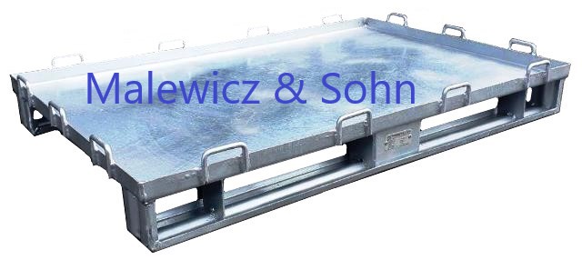 Stahlpalette mit Bodenwanne und Bügeln