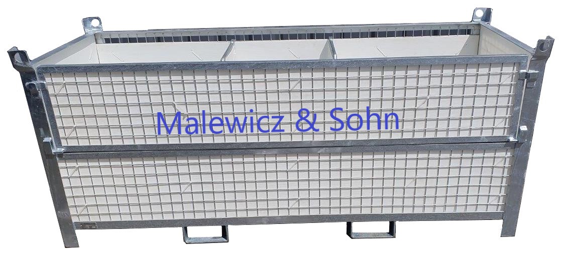 Gitterbehälter mit Klappe an langer Seite