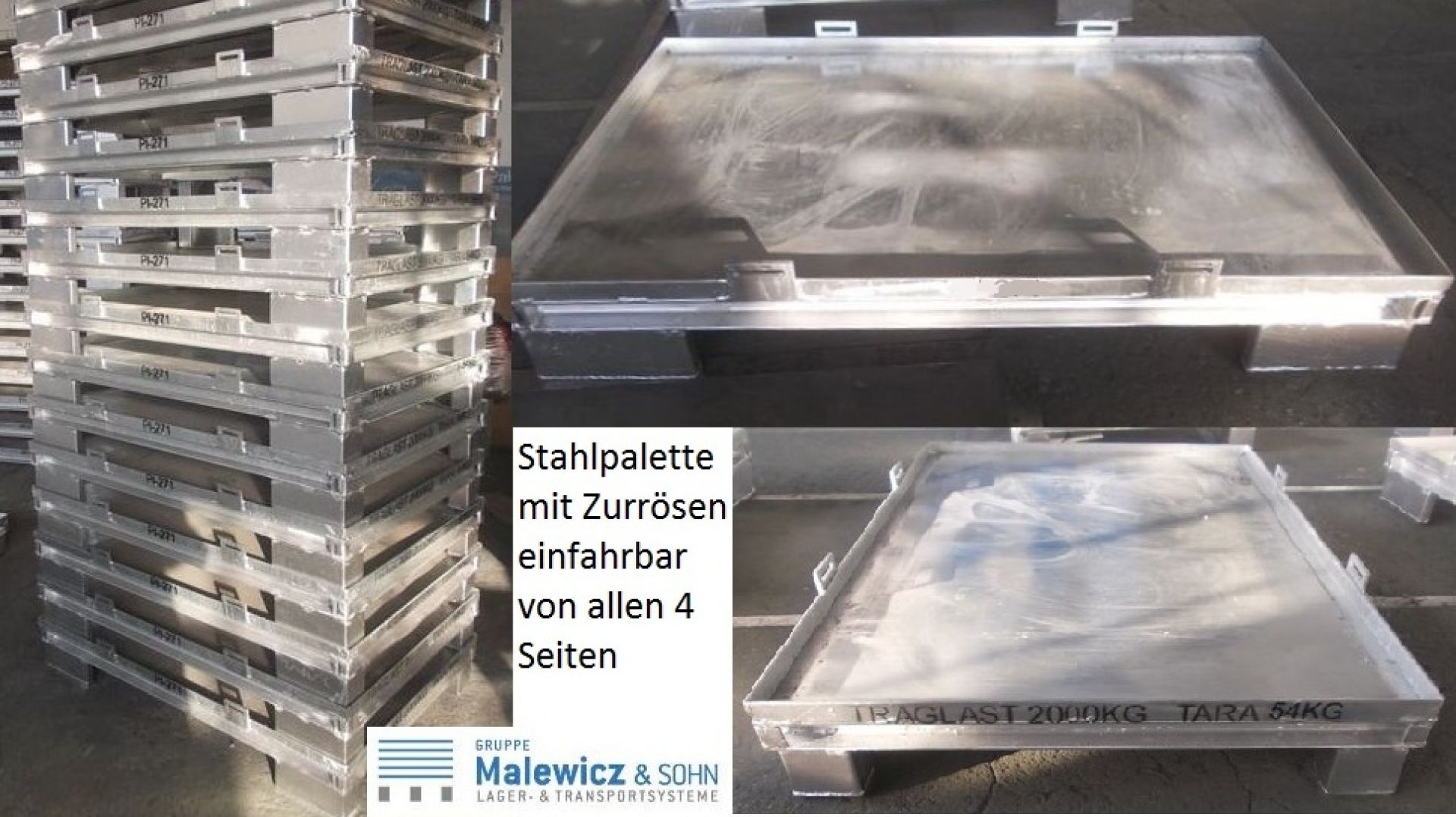 Stahlpalette mit Rand und Ösen