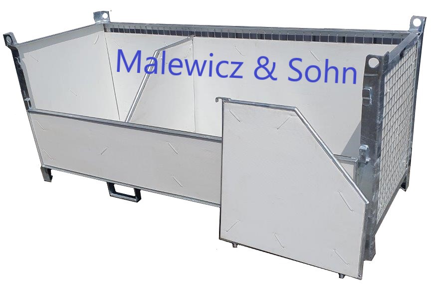 Gitterbehälter mit Klappe an langer Seite