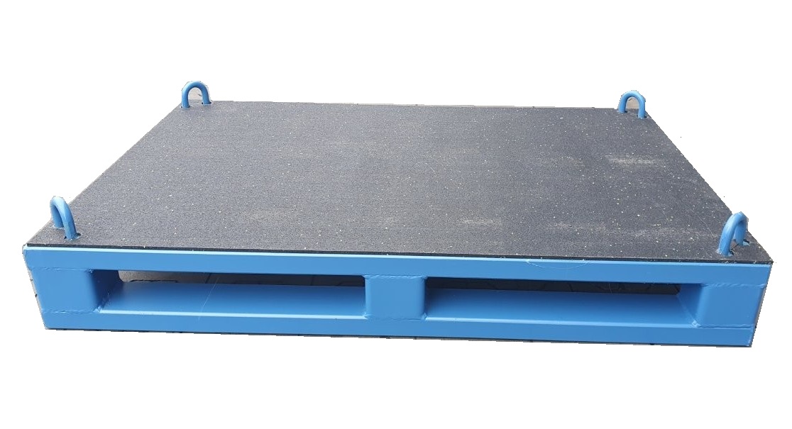 Palette-aus-Stahl-für-schwere-Last-bis-6-Tonnen-mit-Zurrösen- Seitenansicht