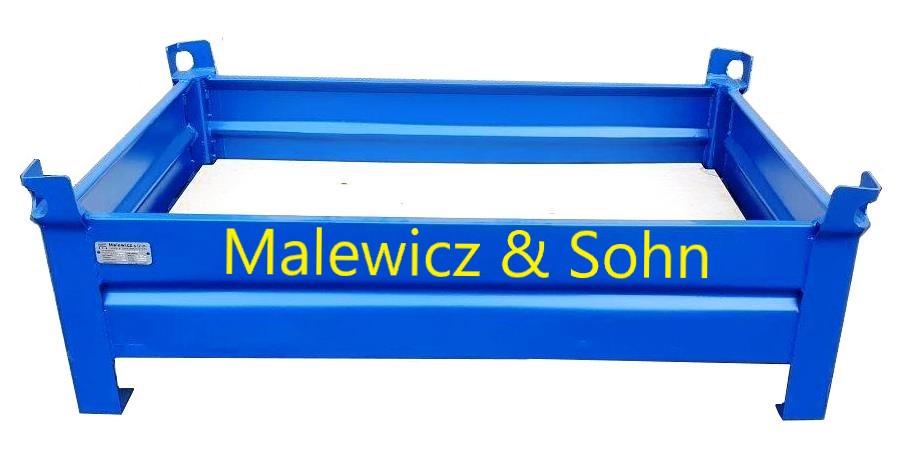 Blechbehälter mit zusätzlicher Bodenplatte aus Holz