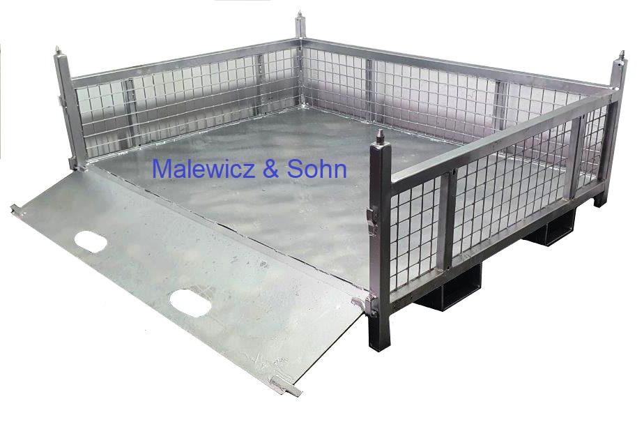 Gitterbehälter mit Rampe an Langseite