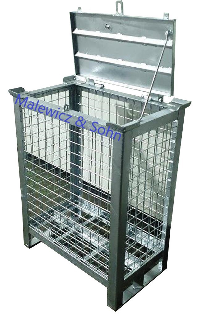 Gitterbehälter mit Deckel abschließbar