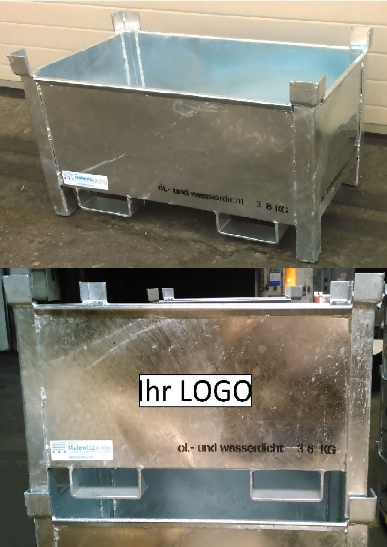 Blechbehälter öldicht mit Einfahrschlaufen