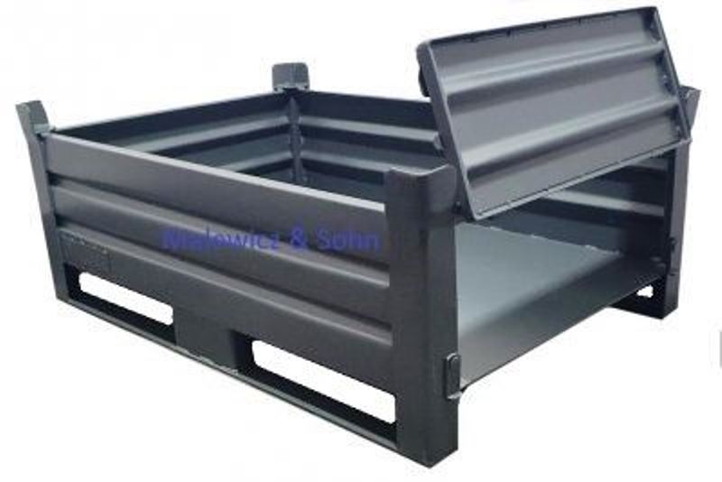 Blechbehälter mit klappbarer  kurzer Seite